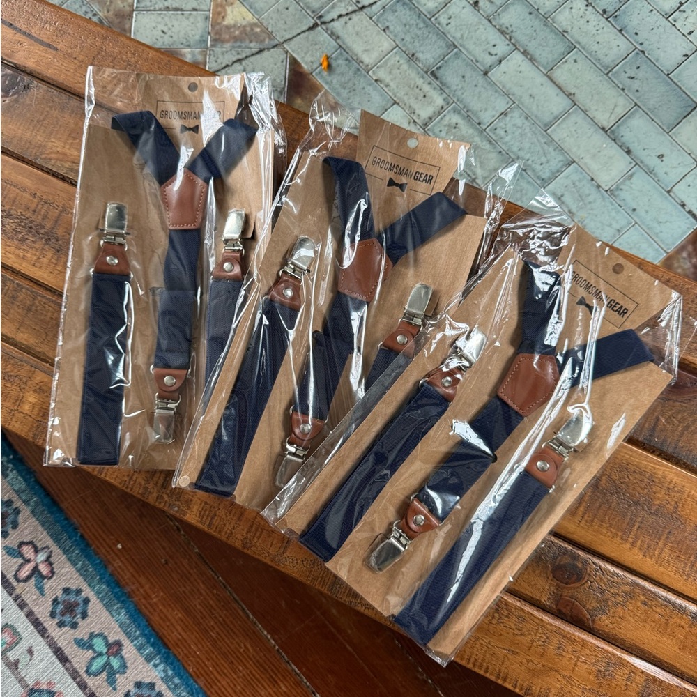 Groomsman Gear Navy Blue Suspenders